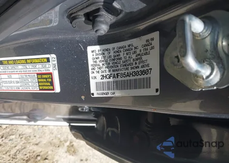 2010 Honda Civic Ex z USA, uszkodzony, nr VIN 2HGFA1F85AH303607